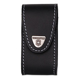 Bainha Couro Preta P/ Canivete Victorinox - Logo Metálico