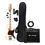 Baixo 4 Cordas Jazz Tagima Tjb4 Olympic White + Kit Completo