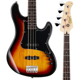 Baixo Cort Gb-34jj Jazz Bass 4 Cordas Ativo 3-tone Sunburst