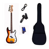 Baixo Phx 4 Cordas Precision Sunburst + Capa Simples E Kit