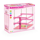 Balanço Bebê Infantil Madeira C/ Cinto Inmetro Rosa