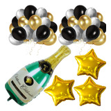 Balão Champagne Verde Combo 25pçs Balões Látex E Metalizados