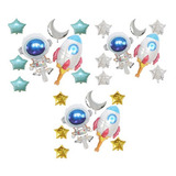 Balão Metalizado 1 Mini Foguete/astronauta/ Lua+ 5 Estrelas 