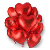 Balão Metalizado Coração Vermelho - 45 Cm - C/ Lacre 10 Und