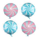 Balão Pirulito Doce Espiral Metalizado Rosa Azul 4 Unidades