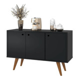 Balcão Aparador Buffet Rêtro 3 Portas Wood Com Pés Palito Br