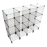 Balcão Aramado Preto C/ Tampo De Vidro -1,00 X 1,20 X 0,40