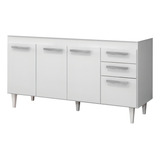Balcão Armário Cozinha Gabinete Pia 150cm Lisboa Branco Bp