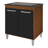 Balcão Armário Gabinete Para Fogão Cooktop 4 Bocas Jade Cor Savana E Preto