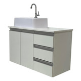 Balcão Banheiro Com Tampo E Cuba Grande 100% Mdf - 80cm