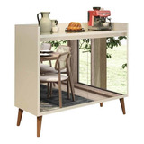 Balcão Buffet Retrô Com Espelho Delta 2 Portas Off White