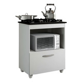 Balcão Cooktop 5 Bocas 1 Porta Salvia Branco - Kaiki Móveis