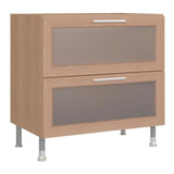 Balcão De Cozinha Ditália Aspen 2 Gv Vidro Carvalh Cd-108 Cv Cor Carvalho