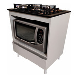 Balcão Multiuso Para Cooktop Micro/forno P/ Cozinha 100% Mdf Cor Preto