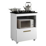 Balcão Para Cooktop 4 Bocas 1 Porta Basculante Salvia Branco