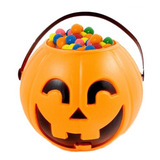 Balde Abóbora Grande Decoração Halloween Cesto 17cm