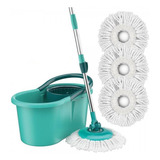 Balde Com Esfregão Microfibra 4 Refil Spin Mop Flashlimp