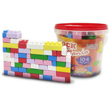 Balde De Blocos De Montar Com 104 Peças Brinquedo Educativo.