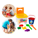 Balde De Praia Infantil Kit C/ 8 Peças Para Brincar Areia