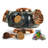 Baleiro De Vidro Giratório Médio 5 Gomos Decoração Retro Cor Cobre