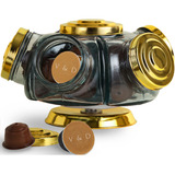 Baleiro Giratório Bomboniere De Vidro Médio 5 Potes Gold