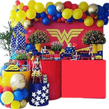 Baloes Balao Bexiga Kit Arco Tema Mulher Maravilha 2