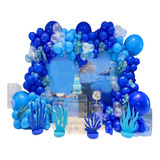 Balões Balao Kit Arco Desconstruido Tema Fundo Do Mar Azul