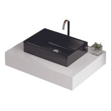 Bancada De Porcelanato Elite 62x40 Branca Com Cuba Preta