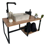 Bancada Gabinete P/ Banheiro Lavabo Sob Medida Metal Madeira