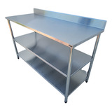 Bancada Mesa Inox Industrial 2 Prateleiras Espelho 200x60x90