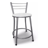 Banco Banqueta Baixa (45cm Assento) Prata C/ Encosto