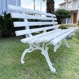 Banco De Jardim Branco 9 Réguas Pé Alumínio Fundido Tamanduá