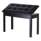 Banco Para Piano Sonata Doubleblack Madeira E Couro B-111t