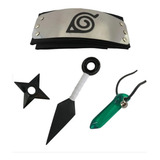 Bandana Naruto + Kunai + Shuriken + Colar Tsunade Naruto Kit