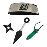 Bandana Naruto Kunai Shuriken Colar Tsunade Verde Naruto Kit