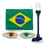 Bandeira Brasil C/ Mastro E Olho De Tubarão Popa Barco Pesca