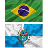 Bandeira Brasil + Rio De Janeiro Oficial 90 Cm X 150 Cm 