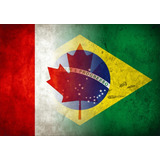 Bandeira Canadá E Brasil Envelhecida 100x145cm