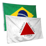 Bandeira De Minas Gerais + Do Brasil Com Cores Em 2 Faces