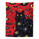 Bandeira Decoração Gato Vermelho Psicodélica 95x73cm