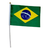 Bandeira Do Brasil Tecido C/ Haste 21x14cm P C/ 100 Unidades
