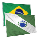 Bandeira Do Estado Do Paraná + Do Brasil De Tamanhos Grandes