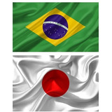 Bandeira Japão + Brasil 1,50x0,90m C/