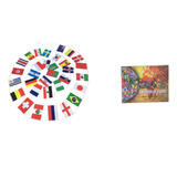 Bandeira Missões Evangelho 32 Nações 30x20cm + 100 Envelopes