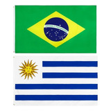 Bandeira Oficial Brasil + Uruguai 150