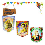 Bandeira Santo Católico Festa Junina Placa Decorativa Arraia