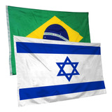 Bandeiras De Israel E Brasil 1,5mt X 90cm Com Bom Preço