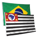 Bandeiras Do Estado De São Paulo + Do Brasil Tamanho Grandes