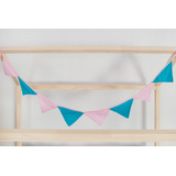 Bandeirinhas P/ Berço Ou Montessoriano Rosa Com Azul