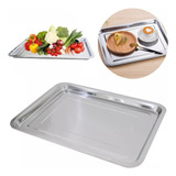 Bandeja Aço Inox Retangular Rasa 30 X 40 - Ke Home